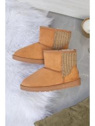 ISLAND BOOT Botki zimowe "Tenny" w kolorze jasnobrązowym rozmiar: 37. Brązowe botki Island Boot, na zimę, bez wzorów, z materiału, bez obcasa, bez zapięcia. Za 144.58 zł.