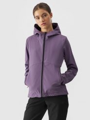 4F Kurtka softshell wiatroodporna membrana 5000 damska - fioletowa XS. Fioletowe kurtki 4f, na zimę, m, bez wzorów, z dzianiny, z kapturem, wspinaczkowe, windstopper. W wyprzedaży za 139.99 zł.