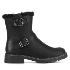 Botki Clara Barson. Czarne botki Clara Barson, bez wzorów, bez obcasa, na płaskiej podeszwie, bez zapięcia. Za 169.99 zł.