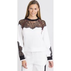 BLUZA PINKO Z KORONKĄ. Białe bluzy Pinko, z aplikacjami, z bawełny, bez kaptura. Za 573.00 zł.