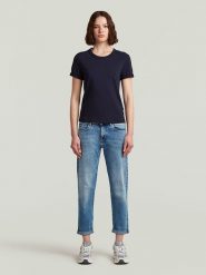 G-Star Dżinsy - Boyfriend fit - w kolorze niebieskim rozmiar: W27/L32. Niebieskie jeansy G-Star, l, z aplikacjami, z podwyższonym stanem. Za 242.13 zł.