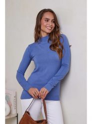 Soft Cashmere Sweter w kolorze niebieskim rozmiar: 38/40. Niebieskie swetry Soft Cashmere, bez wzorów, z kaszmiru, bez ramiączek. Za 97.74 zł.