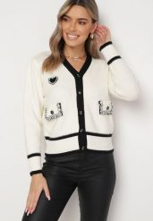 Jasnobeżowy Sweter Kardigan z Wiskozy z Naszywką Serca i Perłowymi Kieszeniami Aradhya. Brązowe kardigany Born2be, z aplikacjami, z wiskozy. Za 159.99 zł.