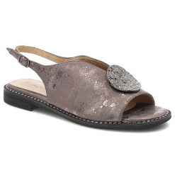 Sandały damskie S.Barski, cholewka ze skóry ekologicznej zapinane na sprzączkę, szare, KV61-6035. Szare sandały S.BARSKI, bez wzorów, ze skóry ekologicznej, eleganckie, bez obcasa, bez zapięcia. Za 129.00 zł.