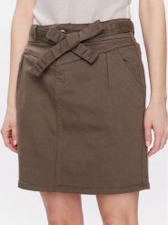 Morgan Spódnica jeansowa 231-JSTELA Khaki Regular Fit. Brązowe spódnice Morgan, bez wzorów, z bawełny. Za 69.99 zł.