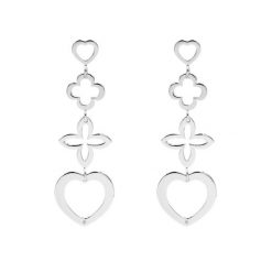 Kolczyki ażurowe 4 elementy serca srebrne. Szare kolczyki Lilou, srebrne. Za 329.00 zł.