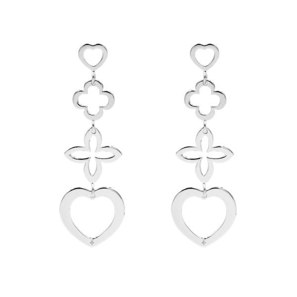 Kolczyki ażurowe 4 elementy serca srebrne. Szare kolczyki Lilou, srebrne. Za 329.00 zł.