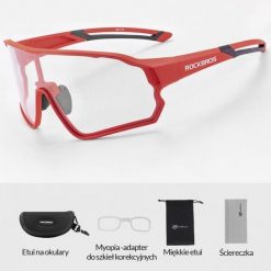 Okulary rowerowe / sportowe fotochrom ROCKBROS UV400 (10137) czerwone. Czerwone okulary przeciwsłoneczne ROCKBROS, bez wzorów, sportowe. Za 95.99 zł.