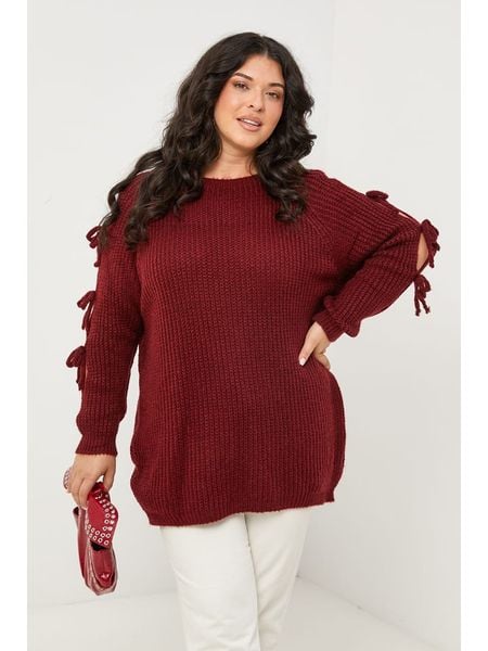 Curvy Lady Sweter w kolorze bordowym rozmiar: 48/50. Czerwone swetry Curvy Lady, bez wzorów, bez ramiączek. Za 174.95 zł.