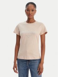 Guess T-Shirt V5GI10 K9RM1 Beżowy Regular Fit. Brązowe t-shirty Guess, m, z aplikacjami, z bawełny, bez kołnierzyka, bez ramiączek. Za 199.99 zł.