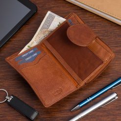 Brązowy Portfel Damski Skórzany Pionowy Vintage Plecionka premium Beltimore Q61. Brązowe portfele bez wzorów. Za 84.90 zł.