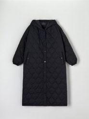 Płaszcz oversize - czarny. Czarne płaszcze Sinsay, l, bez wzorów, z kapturem. Za 159.99 zł.