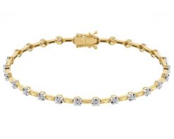 Bransoletka z żółtego złota z brylantami - 18 cm - 0,48 ct - próba 585. Żółte bransoletki Apart, z brylantem, złote. Za 9,990.00 zł.