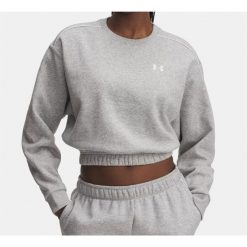 Bluza Damska UA Rival Fleece Piped Crew 6007035-011. Szare bluzy Under Armour, bez wzorów, bez kaptura. Za 129.99 zł.