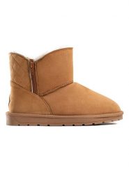 ISLAND BOOT Botki zimowe "Zarela" w kolorze jasnobrązowym rozmiar: 40. Brązowe botki Island Boot, na zimę, bez wzorów, z materiału, bez obcasa, bez zapięcia. Za 140.86 zł.