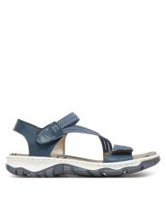 Rieker Sandały CEO-68871-14 Niebieski. Niebieskie sandały Rieker, bez wzorów, z materiału, bez obcasa, na płaskiej podeszwie, bez zapięcia. Za 299.99 zł.