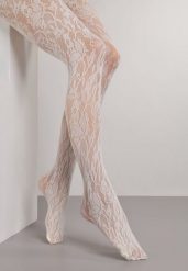 Beżowe Rajstopy Koronkowe w Eleganckim Stylu Fihanoriel. Brązowe rajstopy i pończochy Renee, m, bez wzorów, z koronki. Za 24.99 zł.