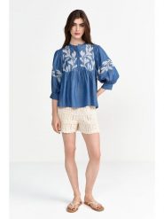 Rich & Royal Bluzka w kolorze niebieskim rozmiar: 38. Niebieskie bluzki Rich & Royal, bez wzorów, bez kołnierzyka, bez ramiączek. Za 259.95 zł.