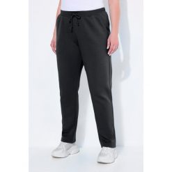 Damskie Spodnie dresowe miękki materiał wewnętrzny elastyczna gumka w pasie. Czarne spodnie dresowe Ulla Popken, plus size, bez wzorów, z bawełny. Za 195.99 zł.