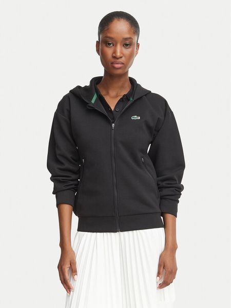 Lacoste Bluza SF0167 Czarny Regular Fit. Czarne bluzy Lacoste, bez wzorów, z syntetyku, bez kaptura. Za 579.99 zł.