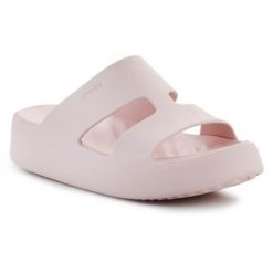 Klapki damskie Crocs Getaway Platform H-strap. Czerwone klapki Crocs, bez wzorów, z materiału, bez obcasa. Za 221.00 zł.