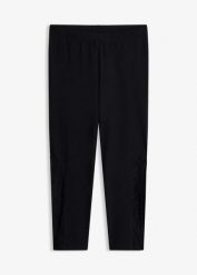 Legginsy 3/4 z koronką. Czarne legginsy bonprix, bez wzorów, z koronki. Za 22.99 zł.