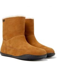 Camper Skórzane botki zimowe w kolorze jasnobrązowym rozmiar: 37. Brązowe botki Camper, na zimę, bez wzorów, z materiału, bez obcasa, bez zapięcia. Za 425.06 zł.