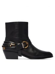 PINKO Botki Jane 07 SD0557P001 Czarny. Czarne botki Pinko, bez wzorów, ze skóry, bez obcasa, na słupku, bez zapięcia. Za 1,399.00 zł.