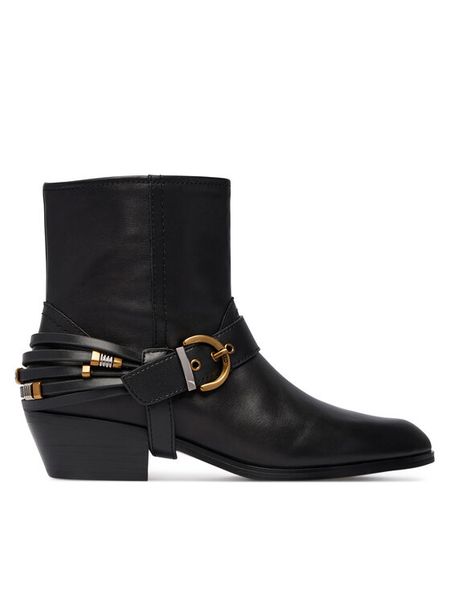 PINKO Botki Jane 07 SD0557P001 Czarny. Czarne botki Pinko, bez wzorów, ze skóry, bez obcasa, na słupku, bez zapięcia. Za 1,399.00 zł.