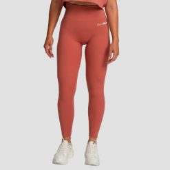 Legginsy damskie fitness z wysokim stanem cynamonowe Limitless. Brązowe legginsy GYMBEAM, l, bez wzorów, z elastanu, z podwyższonym stanem. Za 112.90 zł.