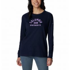 Bluza Turystyczna bez kaptura Damska Columbia North Cascades LS Tee. Niebieskie bluzy Columbia, xs, bez wzorów, bez kaptura. Za 144.99 zł.