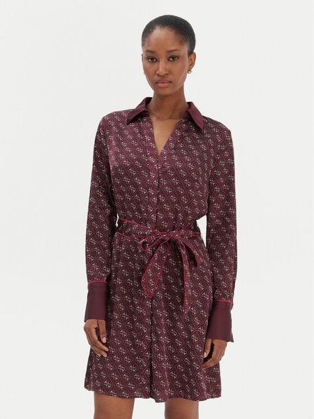 Guess Sukienka koszulowa W6RK90 WF1T2 Bordowy Regular Fit. Czerwone sukienki Guess, xxl, z aplikacjami, z syntetyku, bez kołnierzyka, bez ramiączek, koszulowe. Za 619.99 zł.