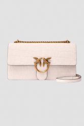 PINKO Biała listonoszka damska Love One Classic DC Cocco Nabuccato. Białe listonoszki Pinko, bez wzorów, eleganckie, z tłoczeniem, bez dodatków. W wyprzedaży za 1,379.99 zł.