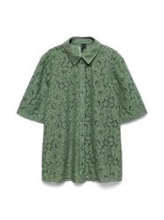 Vero Moda Bluzka w kolorze zielonym rozmiar: XS. Zielone bluzki Vero Moda, xs, bez wzorów, z koronki, bez kołnierzyka, bez ramiączek. Za 79.03 zł.