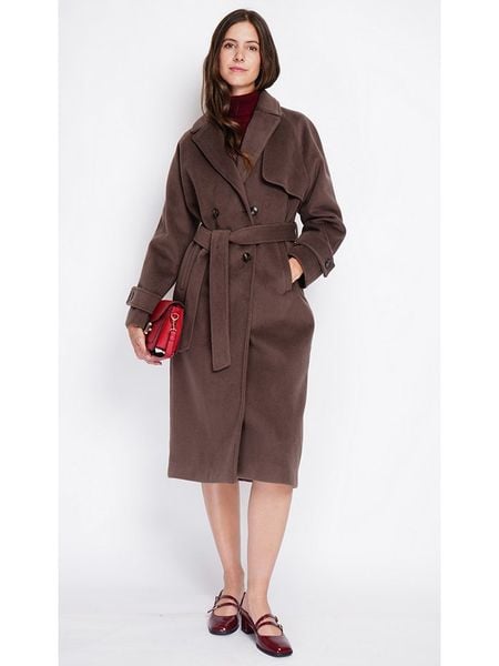 ASSUILI Płaszcz przejściowy w kolorze brązowym rozmiar: 40. Brązowe płaszcze Assuili, bez wzorów, z tkaniny, bez kaptura. Za 461.21 zł.