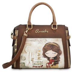 Brązowa Duża Damska Torebka Anekke. Brązowe torebki klasyczne Anekke, z aplikacjami, duże, zdobione, bez dodatków. Za 449.00 zł.