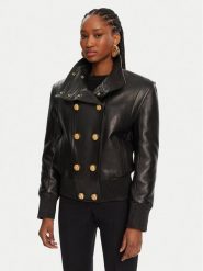 Balmain Kurtka skórzana DF0TH275LC62 Czarny Regular Fit. Czarne kurtki Balmain, bez wzorów, ze skóry, bez kaptura. Za 12,149.00 zł.