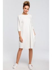 Made of emotion Sukienka w kolorze kremowym rozmiar: XXL. Brązowe sukienki Made Of Emotion, xxl, bez wzorów, bez kołnierzyka, bez ramiączek, midi, bombki. Za 127.99 zł.