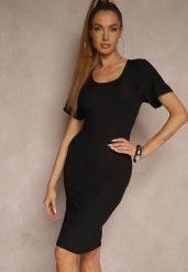 Czarna Basicowa Sukienka z Bawełną Lumaselle. Czarne sukienki Renee, na co dzień, uniwersalny, bez wzorów, z bawełny, klasyczne, bez kołnierzyka, bez ramiączek, mini, dopasowane. Za 44.99 zł.