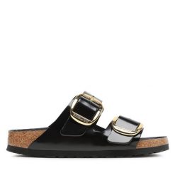 Klapki Birkenstock. Czarne klapki Birkenstock, bez wzorów, bez obcasa. Za 719.99 zł.
