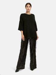 Milano Italy Spodnie w kolorze czarnym z cekinami rozmiar: 34. Czarne spodnie materiałowe Milano Italy, bez wzorów, z materiału, z podwyższonym stanem. Za 252.99 zł.