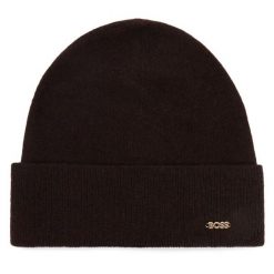 Czapka BOSS. Brązowe czapki Boss, bez wzorów. Za 299.99 zł.