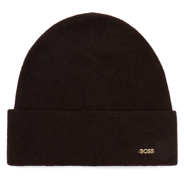 Czapka BOSS. Brązowe czapki Boss, bez wzorów. Za 299.99 zł.