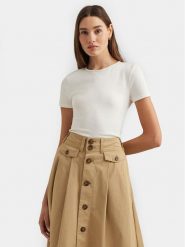 Lauren Ralph Lauren T-Shirt 200655374002 Biały Slim Fit. Białe t-shirty Lauren Ralph Lauren, l, bez wzorów, z bawełny, bez kołnierzyka, bez ramiączek. Za 279.99 zł.