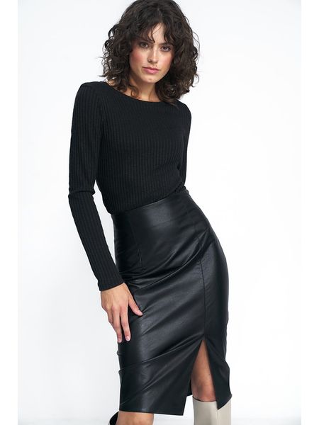 Nife Spódnica w kolorze czarnym rozmiar: 44. Czarne spódnice Nife, bez wzorów, ze skóry, midi. Za 168.45 zł.