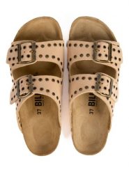 Billowy Skórzane klapki w kolorze jasnoróżowym rozmiar: 36. Różowe klapki Billowy, bez wzorów, z otwartym noskiem, bez obcasa. Za 173.99 zł.