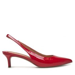 Sandały LAUREN RALPH LAUREN. Czerwone sandały Lauren Ralph Lauren, bez wzorów, bez obcasa, na szpilce, bez zapięcia. Za 602.99 zł.
