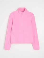 Polarowa bluza half-zip ze stójką - różowy. Czerwone bluzy Sinsay, l, bez wzorów, z polaru, bez kaptura. Za 39.99 zł.