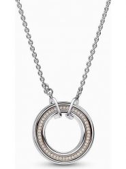 Pandora Srebrny naszyjnik z zawieszką - dł. 45 cm rozmiar: onesize. Szare naszyjniki Pandora, z cyrkonią, srebrne. Za 429.95 zł.