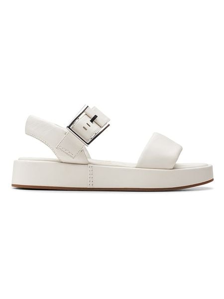 Clarks Skórzane sandały "Alda Strap" w kolorze białym rozmiar: 39. Białe sandały Clarks, bez wzorów, klasyczne, z otwartym noskiem, bez obcasa, bez zapięcia. Za 189.95 zł.